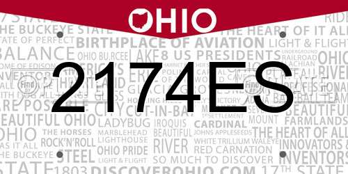 2174ES Ohio License Plate