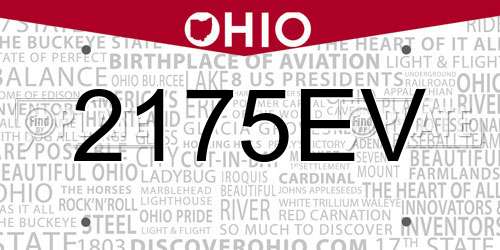 2175EV Ohio License Plate
