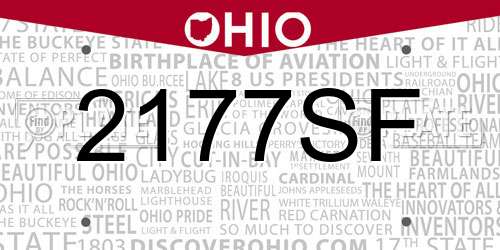 2177SF Ohio License Plate