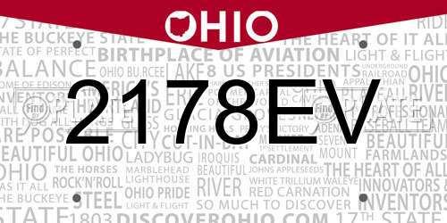 2178EV Ohio License Plate