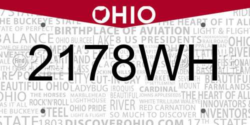 2178WH Ohio License Plate