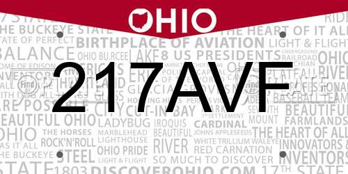 217AVF Ohio License Plate