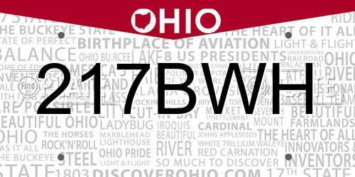 217BWH Ohio License Plate