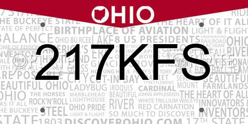 217KFS Ohio License Plate