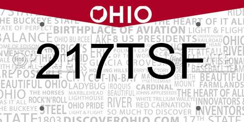 217TSF Ohio License Plate