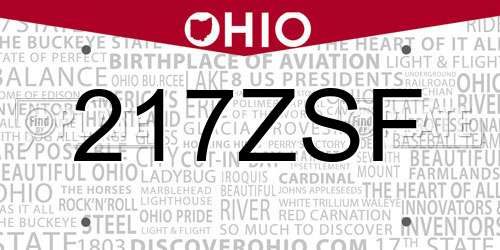 217ZSF Ohio License Plate