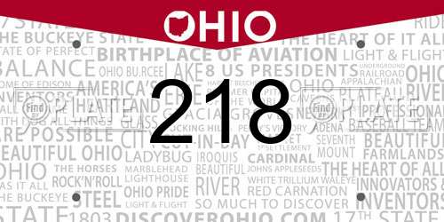 218 Ohio License Plate