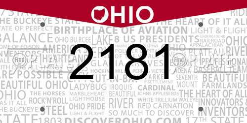 2181 Ohio License Plate
