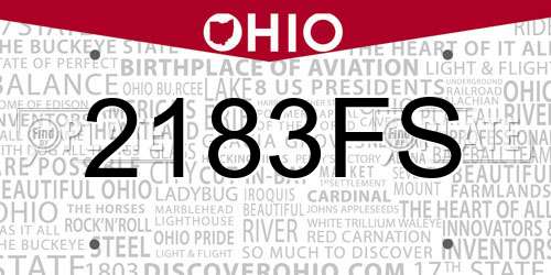 2183FS Ohio License Plate