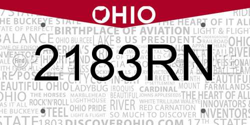 2183RN Ohio License Plate