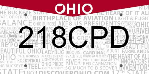 218CPD Ohio License Plate