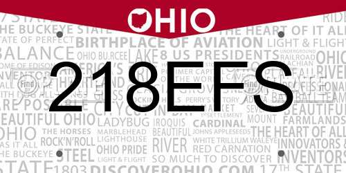 218EFS Ohio License Plate