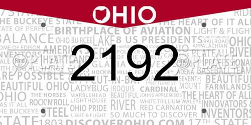 2192 Ohio License Plate