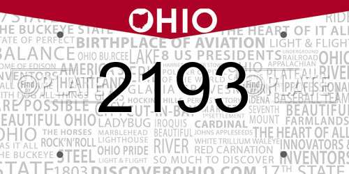 2193 Ohio License Plate