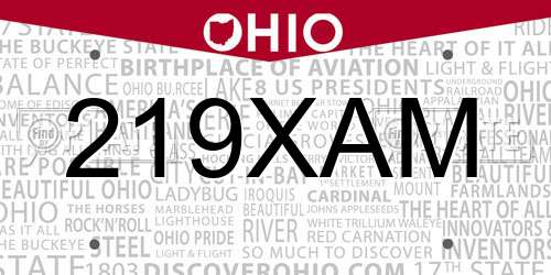 219XAM Ohio License Plate