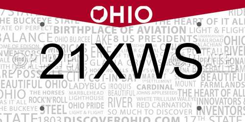 21XWS Ohio License Plate