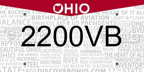 2200VB Ohio License Plate