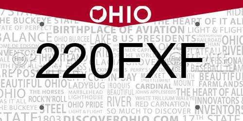 220FXF Ohio License Plate