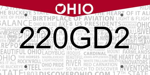 220GD2 Ohio License Plate