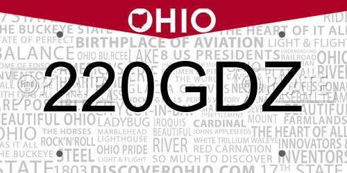 220GDZ Ohio License Plate