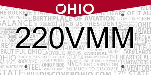 220VMM Ohio License Plate