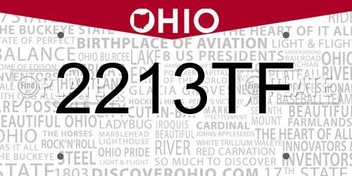 2213TF Ohio License Plate