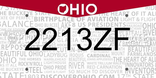 2213ZF Ohio License Plate