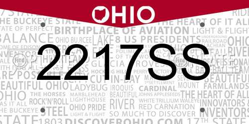 2217SS Ohio License Plate