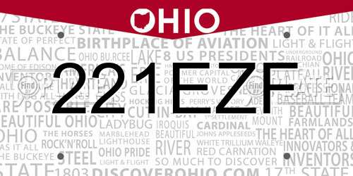 221EZF Ohio License Plate