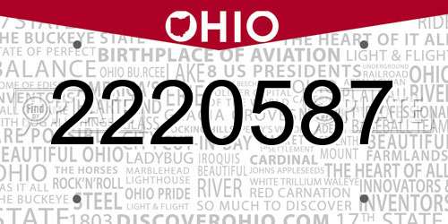 2220587 Ohio License Plate