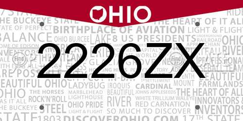 2226ZX Ohio License Plate