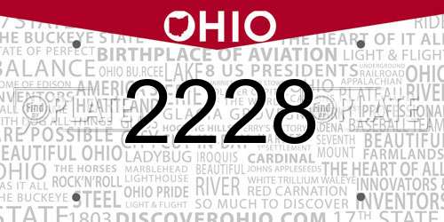 2228 Ohio License Plate