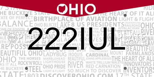 222IUL Ohio License Plate