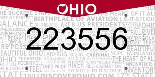 223556 Ohio License Plate