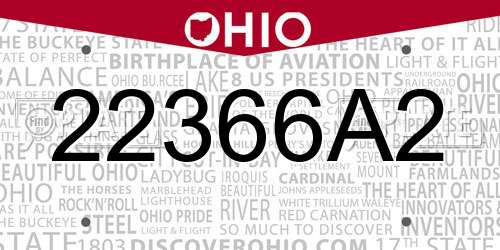 22366A2 Ohio License Plate