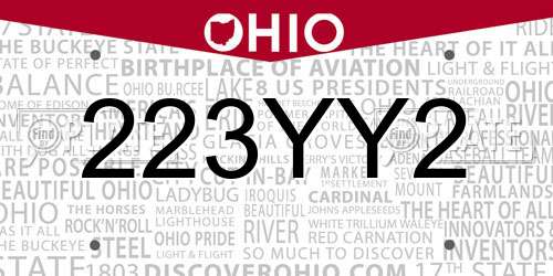 223YY2 Ohio License Plate