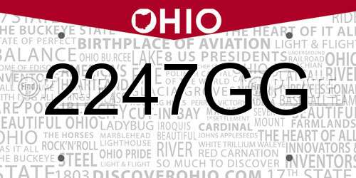 2247GG Ohio License Plate