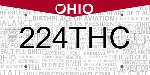 224THC Ohio License Plate