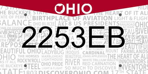 2253EB Ohio License Plate