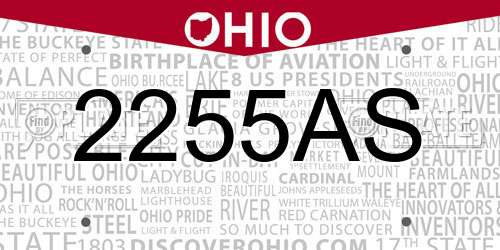 2255AS Ohio License Plate