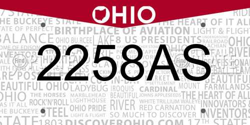 2258AS Ohio License Plate