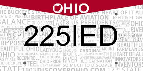 225IED Ohio License Plate