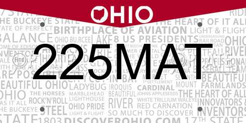 225MAT Ohio License Plate
