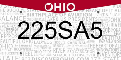 225SA5 Ohio License Plate