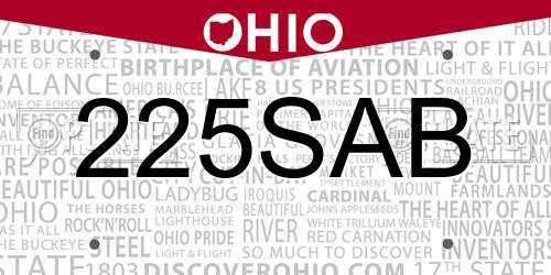 225SAB Ohio License Plate