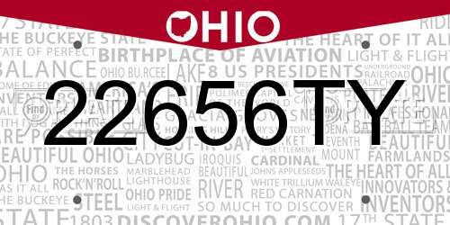 22656TY Ohio License Plate