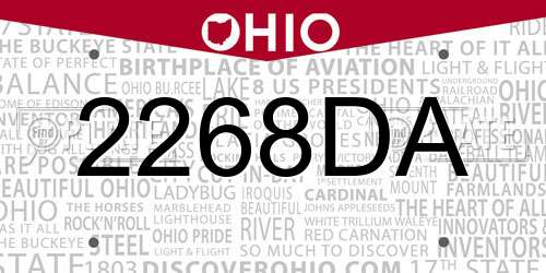 2268DA Ohio License Plate