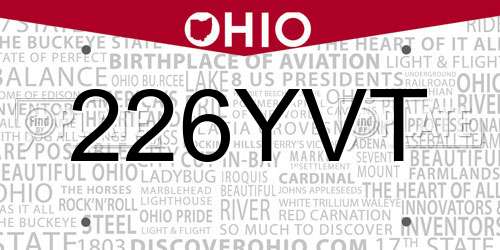 226YVT Ohio License Plate