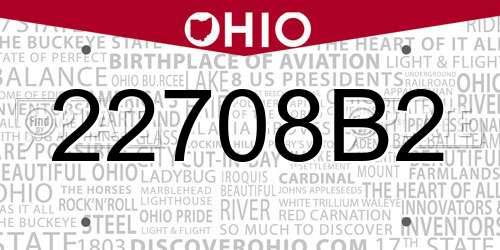 22708B2 Ohio License Plate