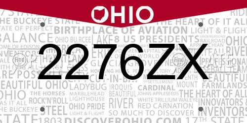 2276ZX Ohio License Plate